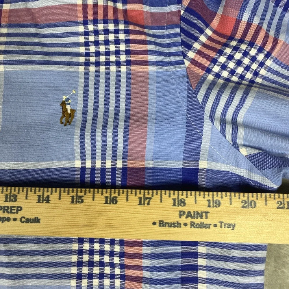 Polo Ralph Lauren Men's Medium Madras Plaid Button Down Flesh Pony Shirt